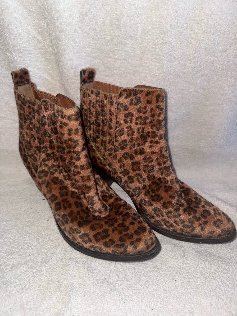 Leopard Print Chelsea Booties - Brown